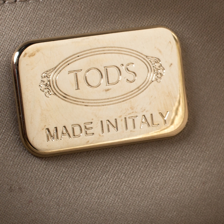 Pre Owned Tod's Metallic Gold Leather Signature Shoulder Bag