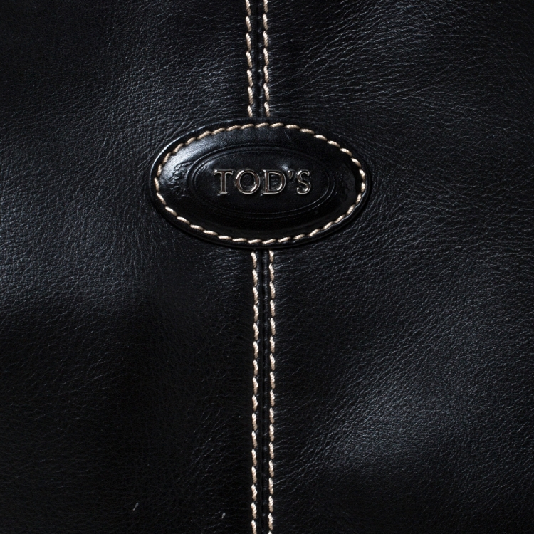 Pre Owned Tod's Black Leather Shopping Media Tote