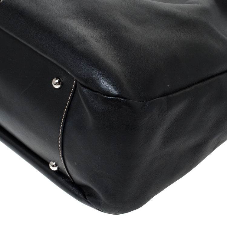 Pre Owned Tod's Black Leather Shopping Media Tote