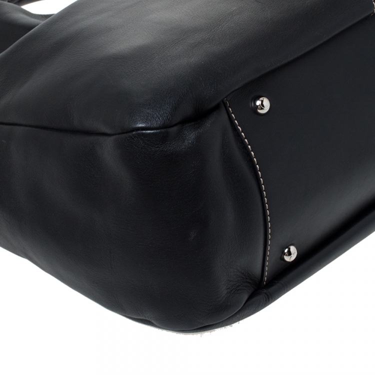 Pre Owned Tod's Black Leather Shopping Media Tote