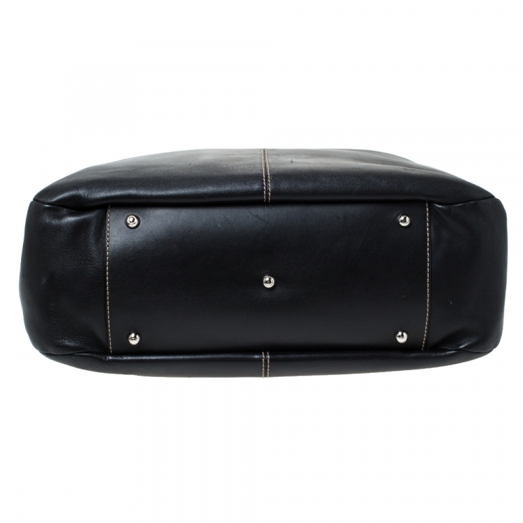 Pre Owned Tod's Black Leather Shopping Media Tote