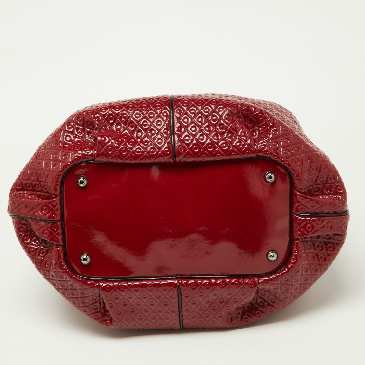 Pre Owned Tod's Red Patent Leather Chain Bucket Bag