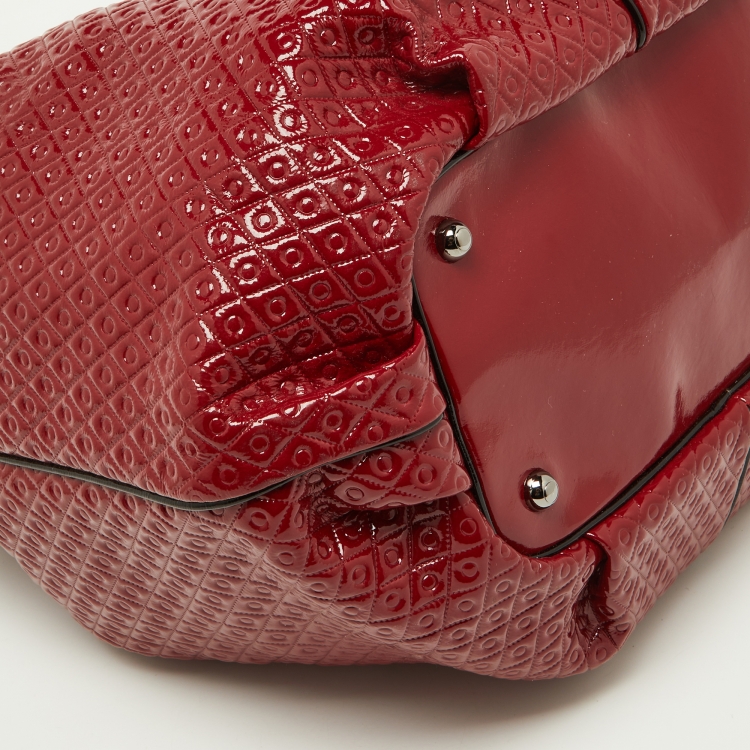 Pre Owned Tod's Red Patent Leather Chain Bucket Bag