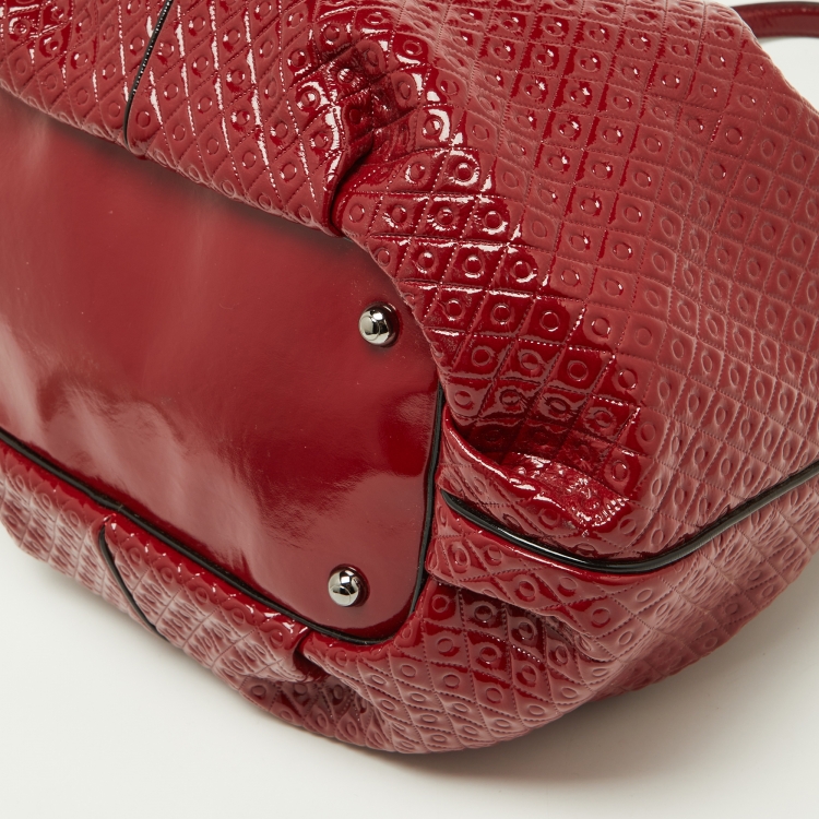 Pre Owned Tod's Red Patent Leather Chain Bucket Bag