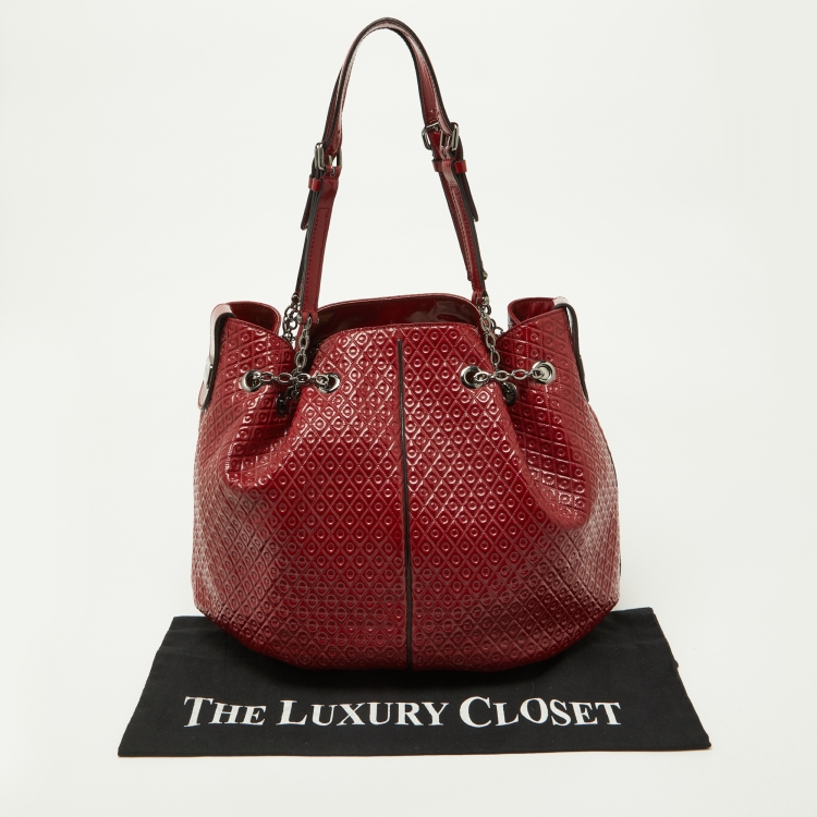 Pre Owned Tod's Red Patent Leather Chain Bucket Bag