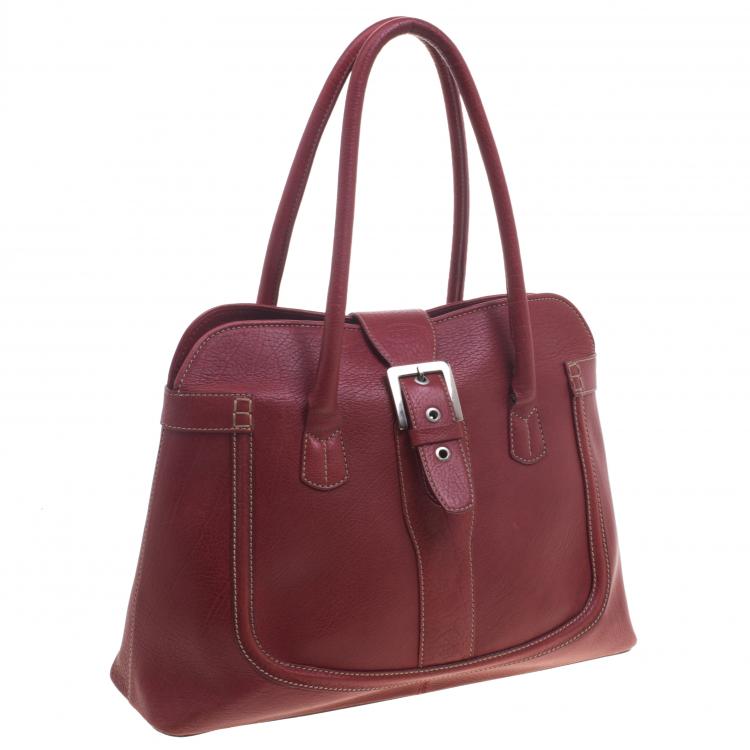 Pre Owned Tod's Red Leather Buckle Satchel