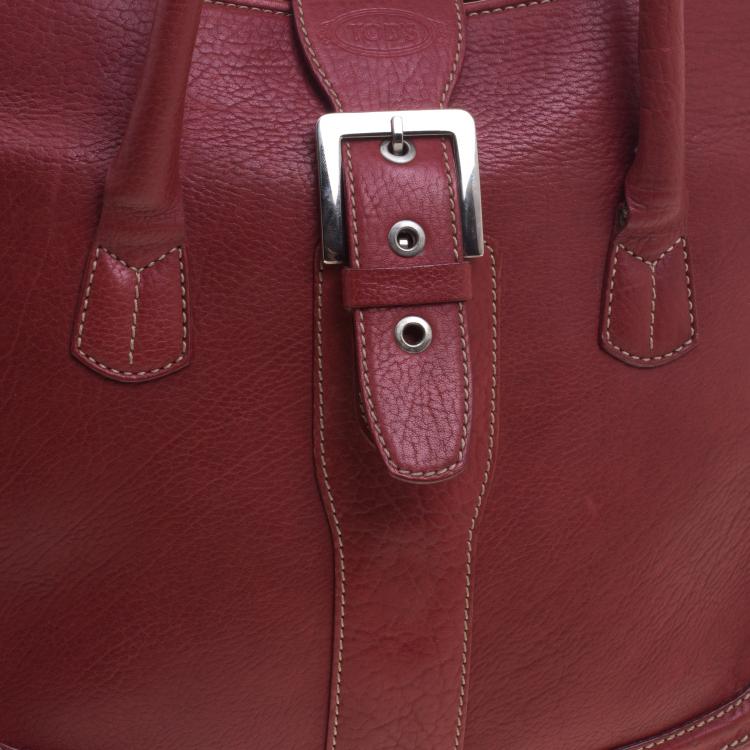 Pre Owned Tod's Red Leather Buckle Satchel