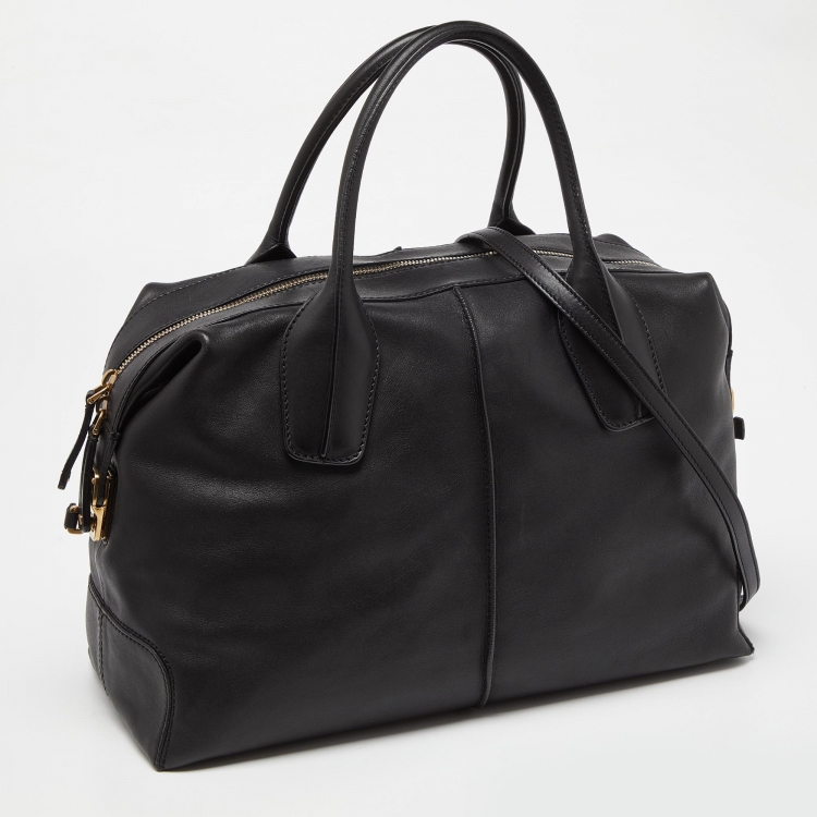 Pre Owned Tod's Black Leather D-Styling Bauletto Medio Satchel