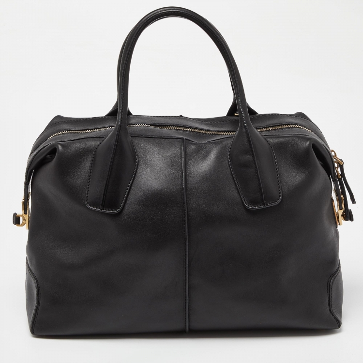 Pre Owned Tod's Black Leather D-Styling Bauletto Medio Satchel