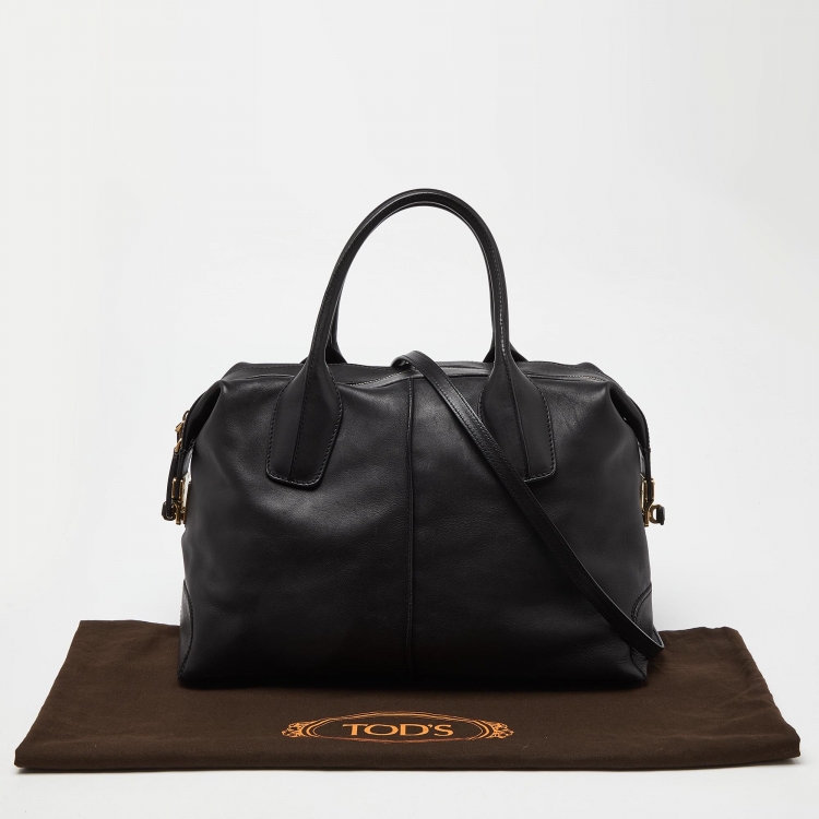 Pre Owned Tod's Black Leather D-Styling Bauletto Medio Satchel