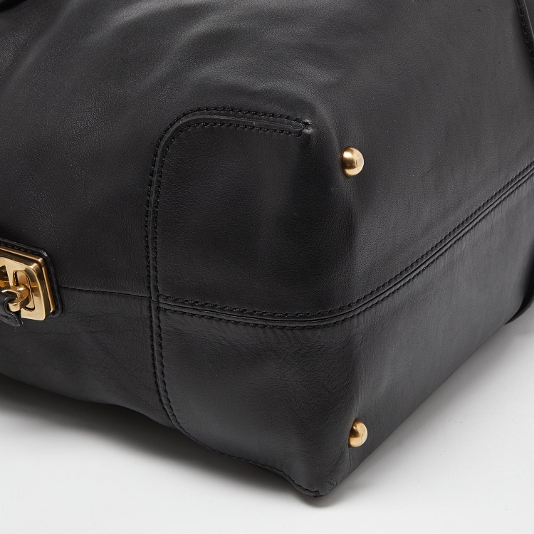 Pre Owned Tod's Black Leather D-Styling Bauletto Medio Satchel