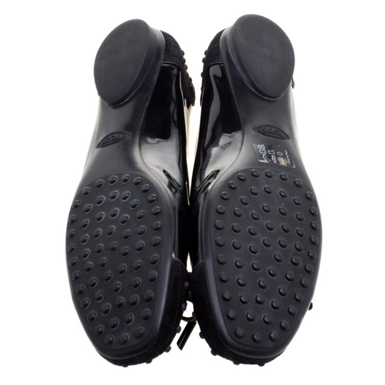 Pre Owned Tod's Two Tone Quilted Suede and Patent Leather Dew Ballet Flats Size 39