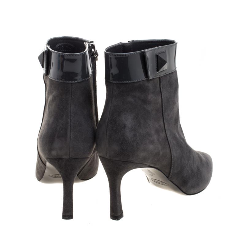 Pre Owned Tod's Grey Suede Ankle Boots Size 39