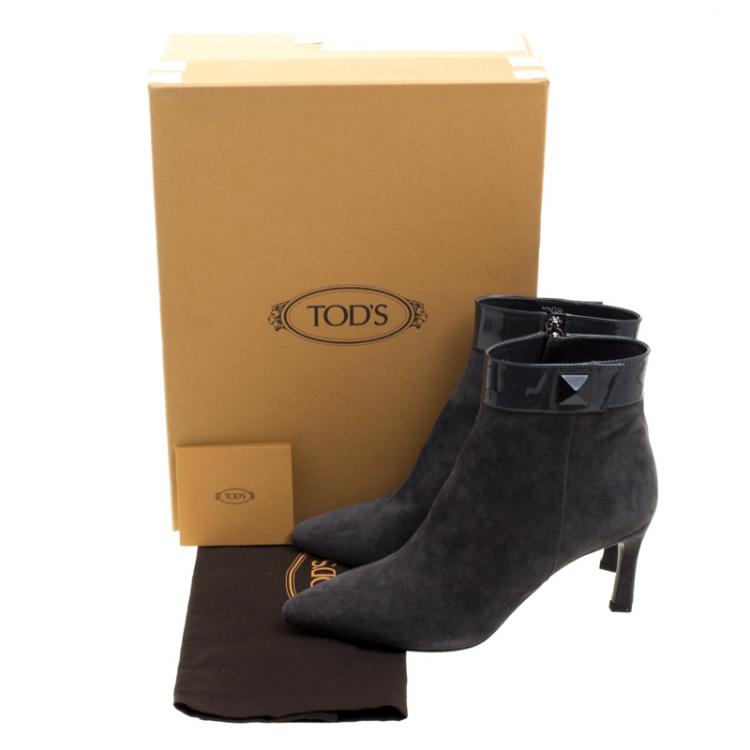 Pre Owned Tod's Grey Suede Ankle Boots Size 39
