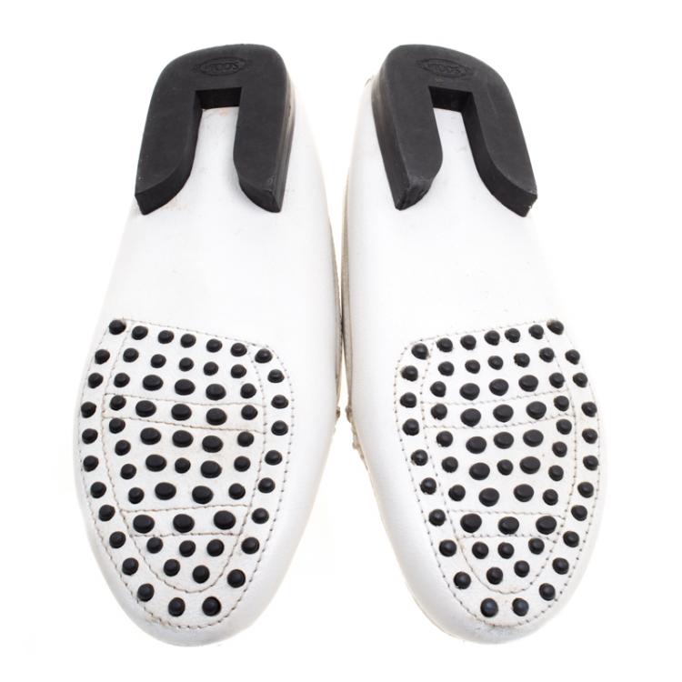 Pre Owned Tod's White Leather Penny Loafers Size 38