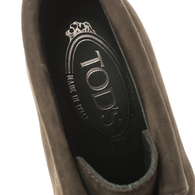 Pre Owned Tod's Dark Brown Leather Wedge Ankle Booties Size 38