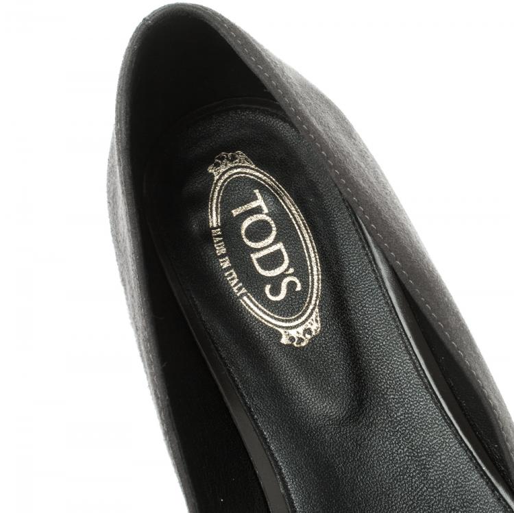 Pre Owned Tod’s Two Tone Suede Buckle Detail Ballet Flats Size 39.5