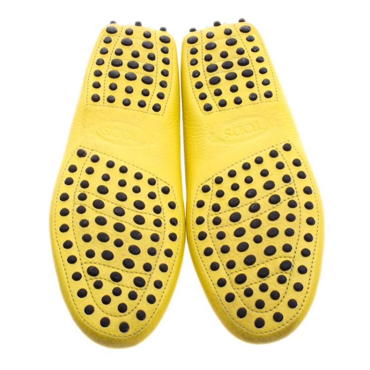 Pre Owned Tod's Yellow Leather Penny Loafers Size 37.5