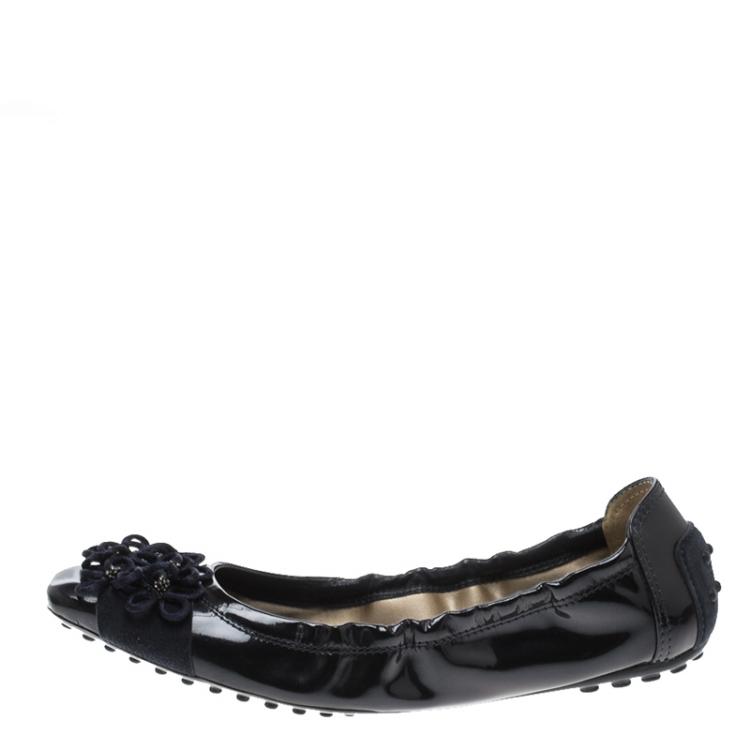 Navy blue patent 2025 leather flats