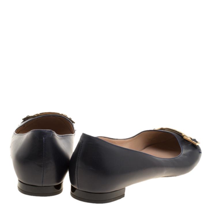 Pre Owned Tod's Two Tone Leather Cap Toe Ballet Flats Size 39