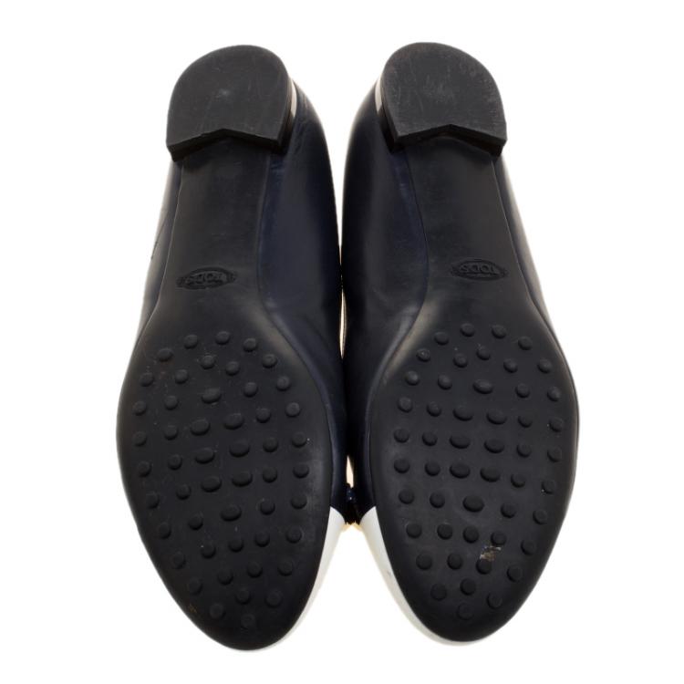 Pre Owned Tod's Two Tone Leather Cap Toe Ballet Flats Size 39