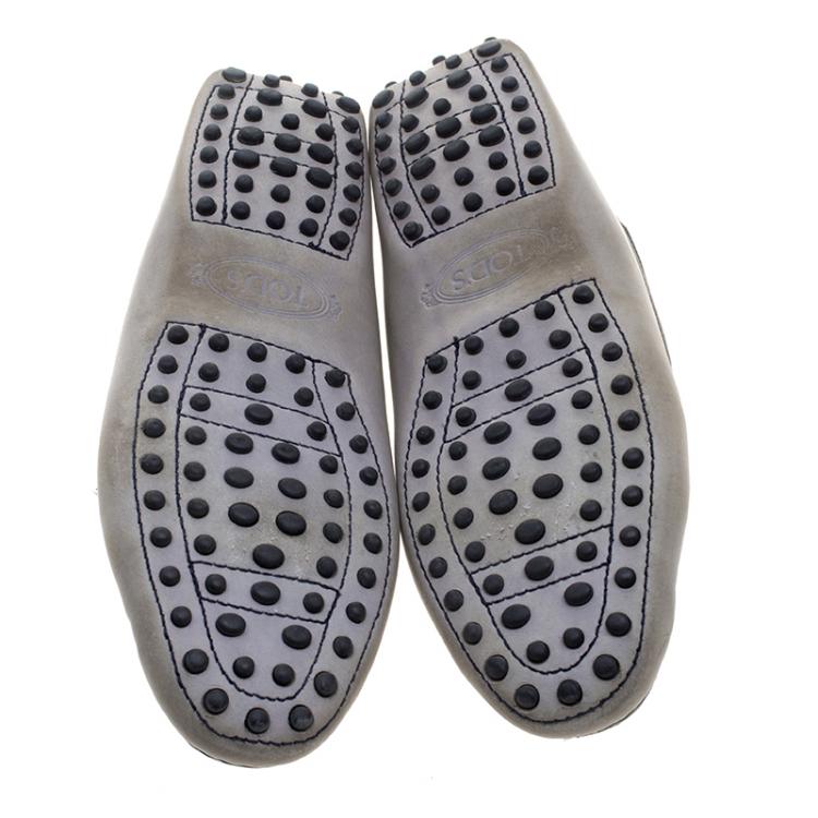 Pre Owned Tod's Grey Leather Bow Loafers Size 37
