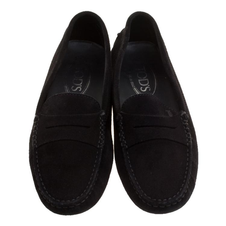 Pre Owned Tod's Black Suede Penny Loafers Size 37.5