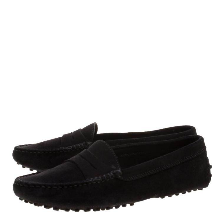 Pre Owned Tod's Black Suede Penny Loafers Size 37.5