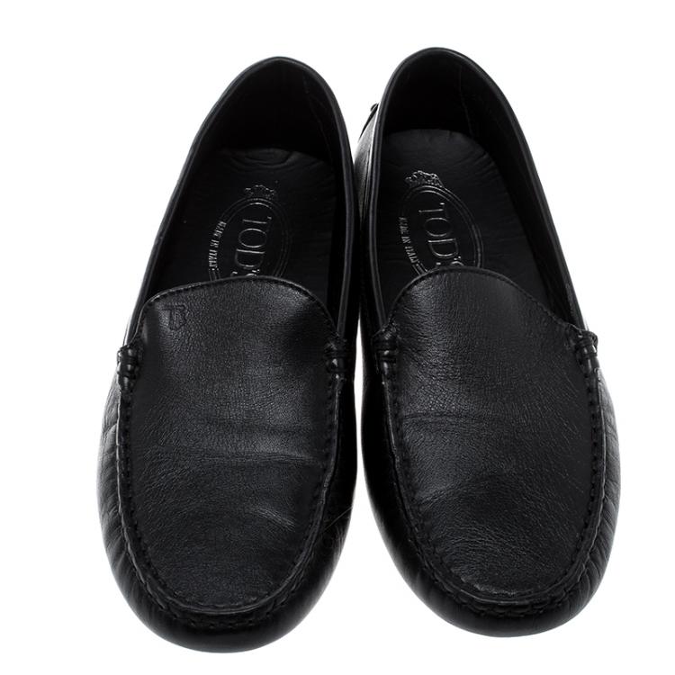 Pre Owned Tod's Black Leather Loafers Size 37