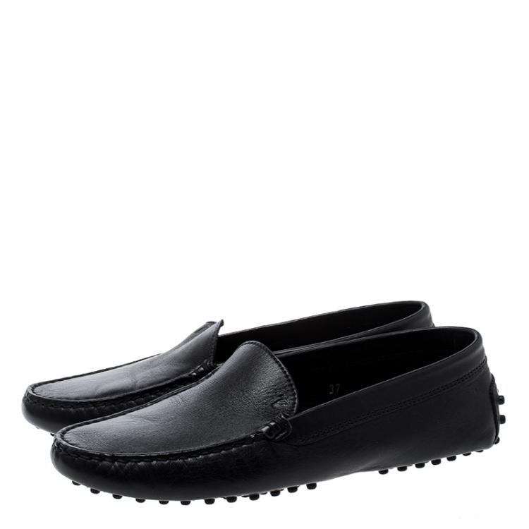 Pre Owned Tod's Black Leather Loafers Size 37
