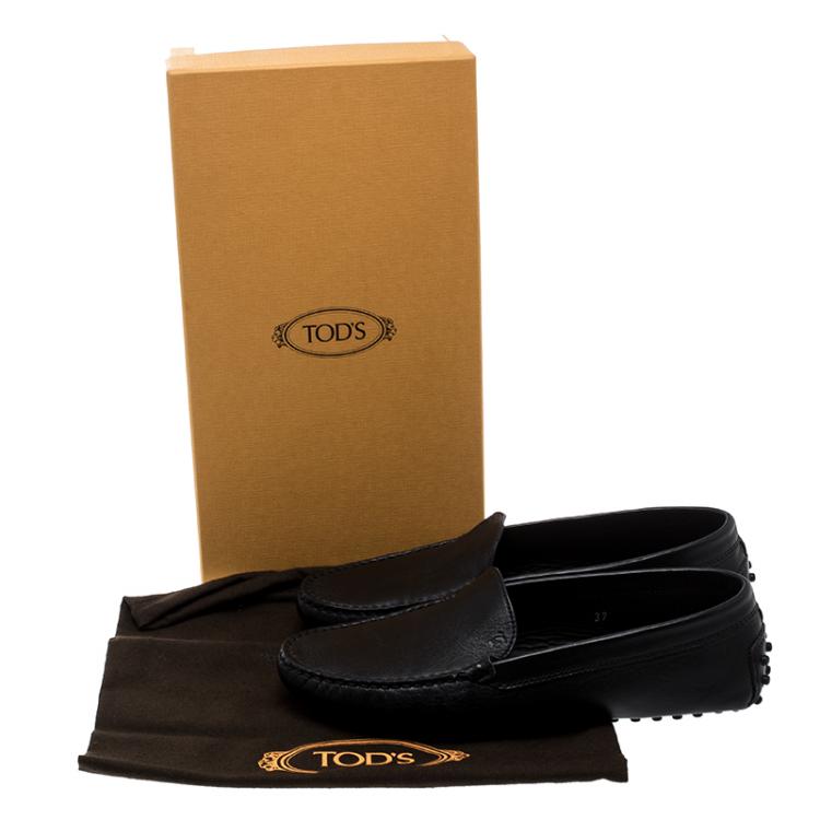 Pre Owned Tod's Black Leather Loafers Size 37