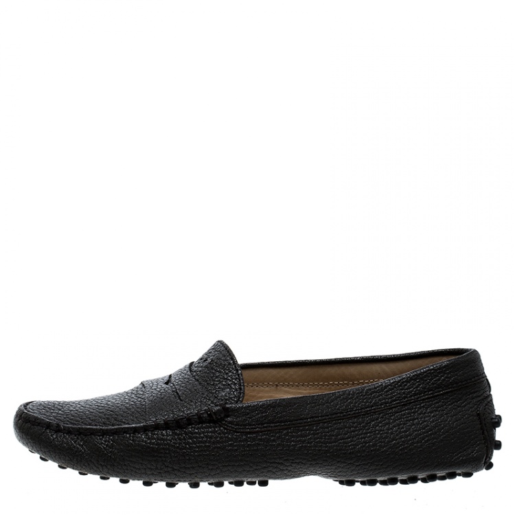 Pre Owned Tod's Black Leather Penny Loafers Size 37