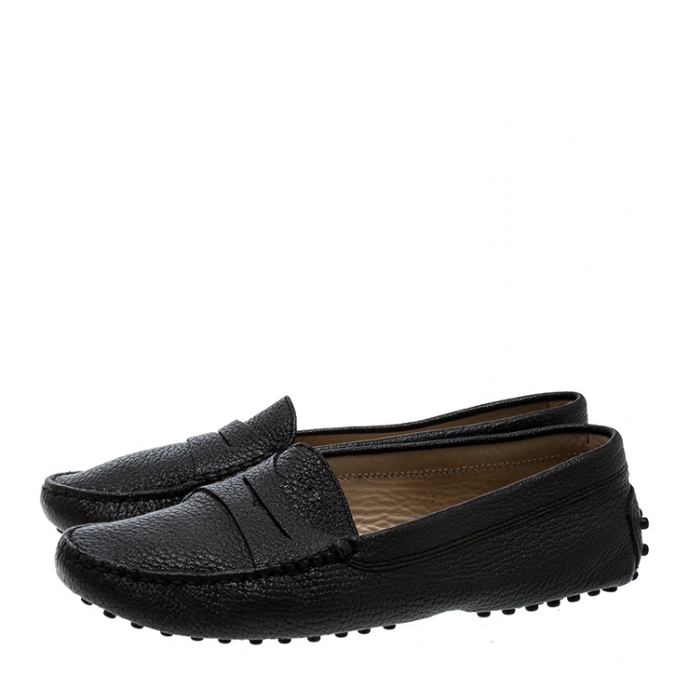Pre Owned Tod's Black Leather Penny Loafers Size 37