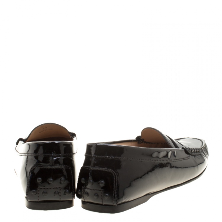 Pre Owned Tod's Black Patent Leather Penny Loafers Size 39
