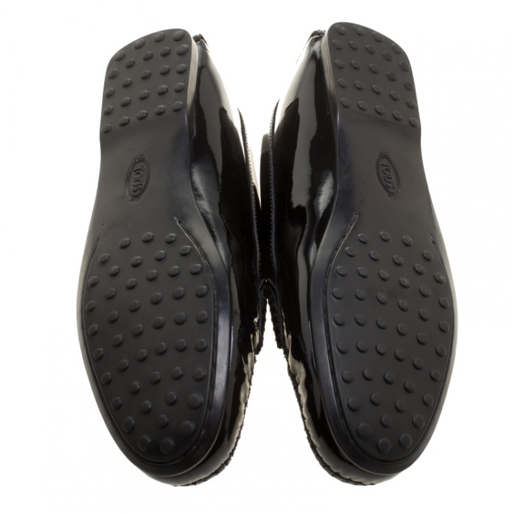 Pre Owned Tod's Black Patent Leather Penny Loafers Size 39