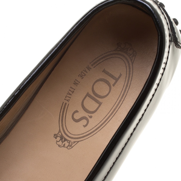 Pre Owned Tod's Black Patent Leather Penny Loafers Size 39