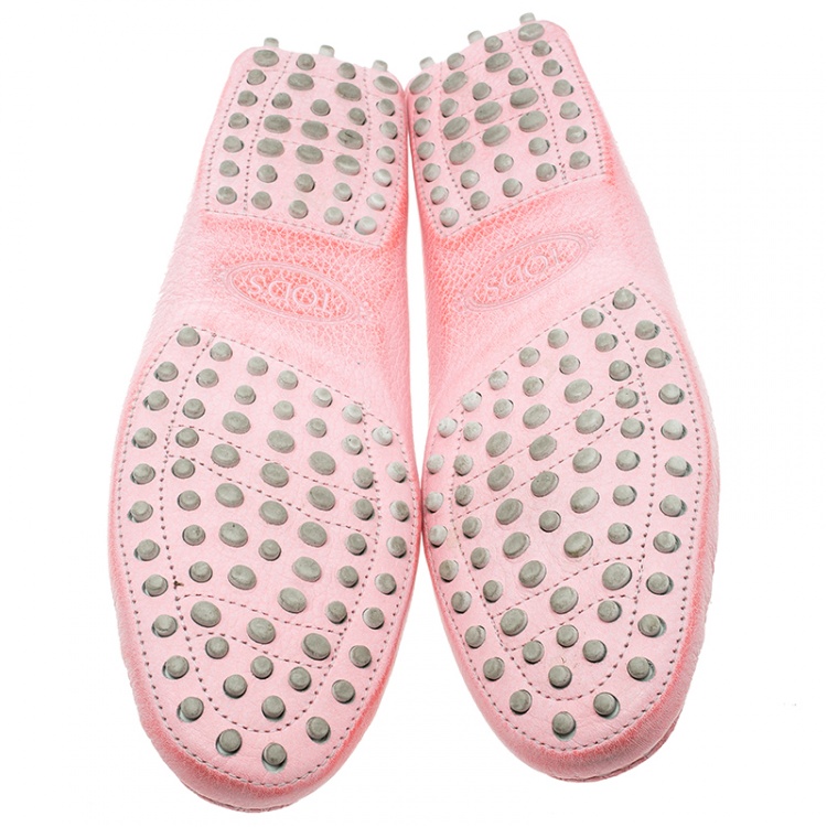 Pre Owned Tod's Fluorescent Pink Shaded Leather Penny Loafers Size 39