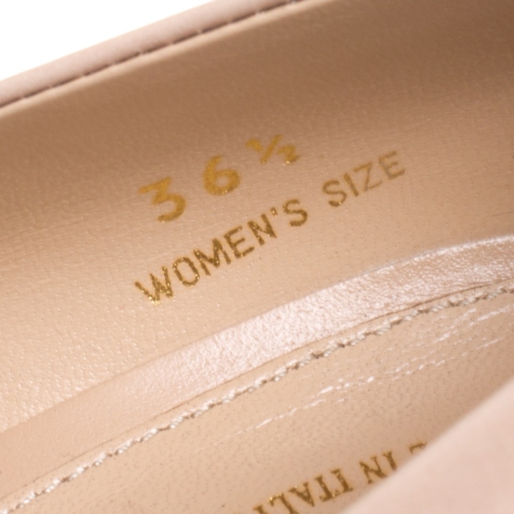 Pre Owned Tod's Beige Leather Loafer Pumps Size 36.5