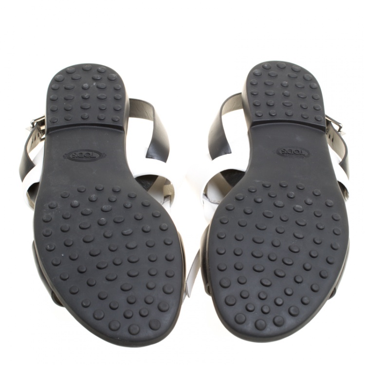 Pre Owned Tod's Tricolor Leather Fringe Flat Sandals Size 37