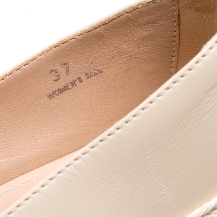 Pre Owned Tod's Beige Leather And Suede Ribbon Espadrille Loafers Size 37