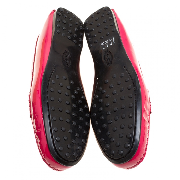 Pre Owned Tod's Hot Pink Patent Leather Penny Loafers Size 38.5