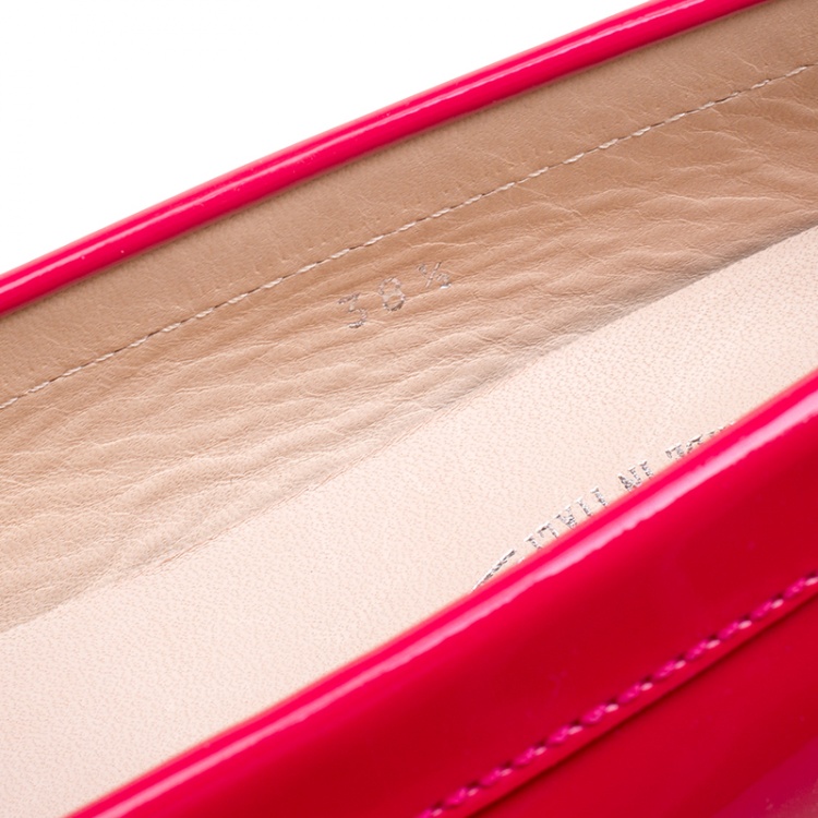 Pre Owned Tod's Hot Pink Patent Leather Penny Loafers Size 38.5