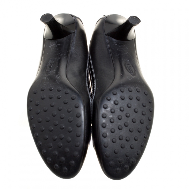 Pre Owned Tod's Black Leather Penny Pumps Size 37