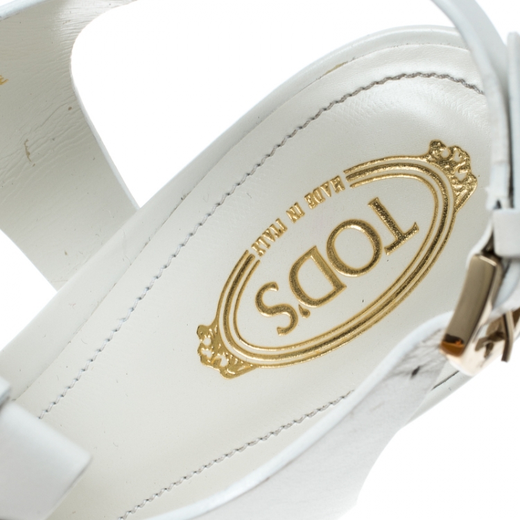 Pre Owned Tod's White Fringe Leather Sandals Size 36.5