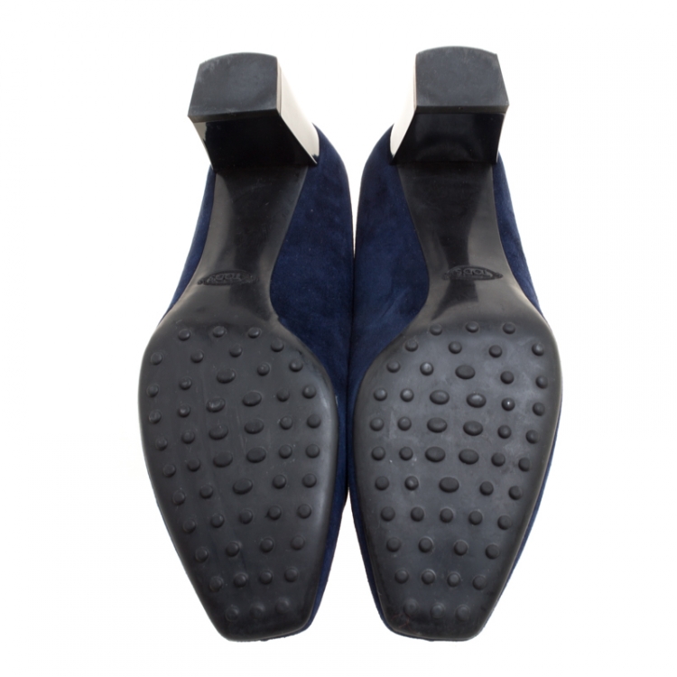 Pre Owned Tod's Blue Suede Loafer Pumps Size 38