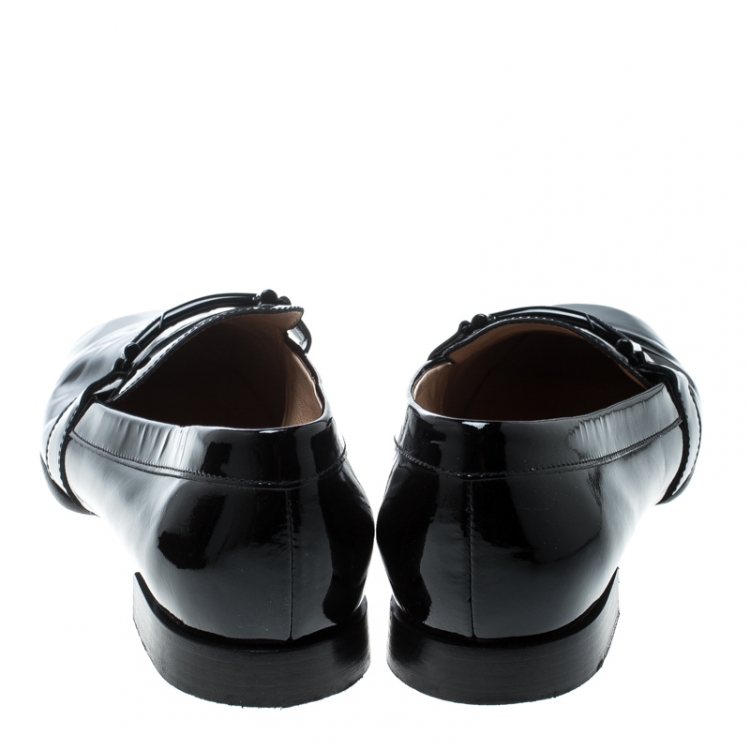 Pre Owned Tod's Black Patent Leather Double T Loafers Size 42