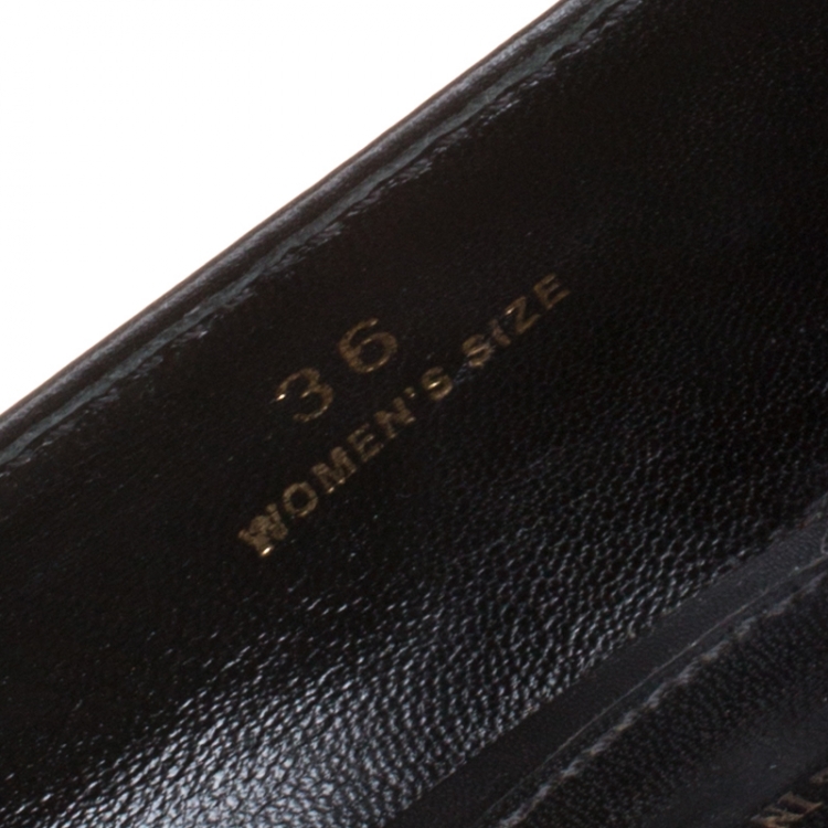Pre Owned Tod's Black Leather Square Toe Loafer Pumps Size 36
