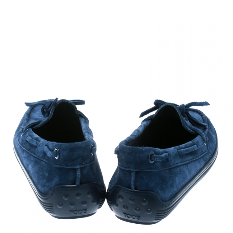 Pre Owned Tod's Blue Suede Bow Loafers Size 37