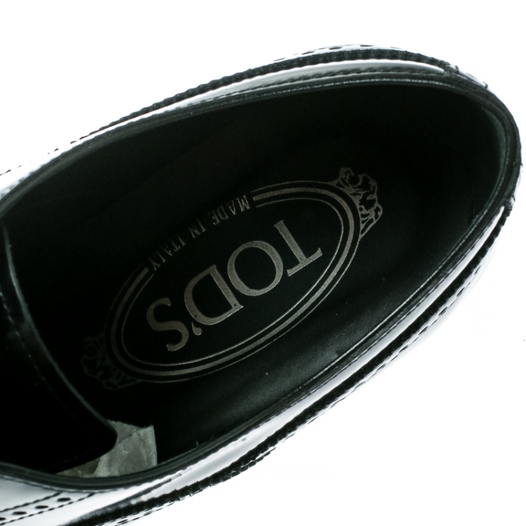 Pre Owned Tod's Black Leather Brogue Oxfords Size 37
