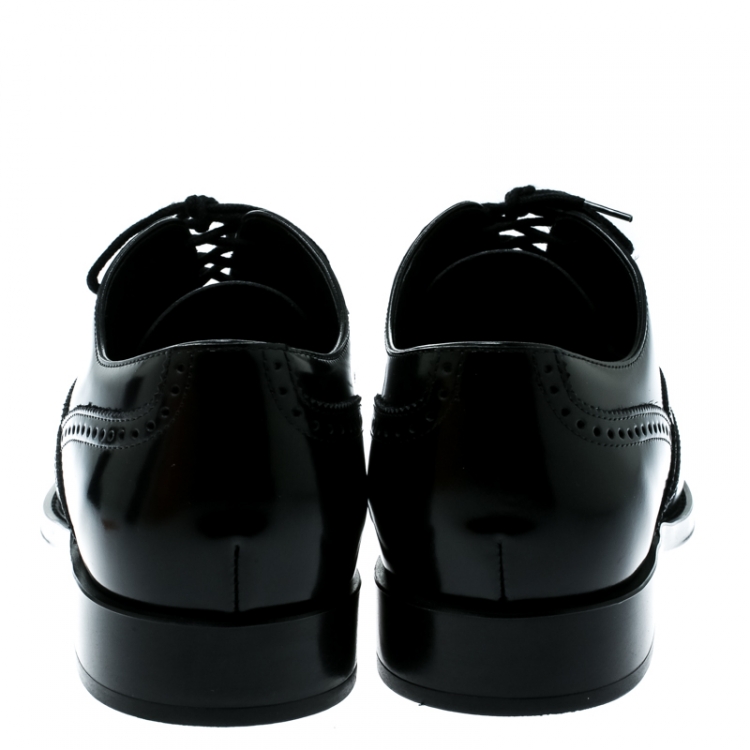 Pre Owned Tod's Black Leather Brogue Oxfords Size 37